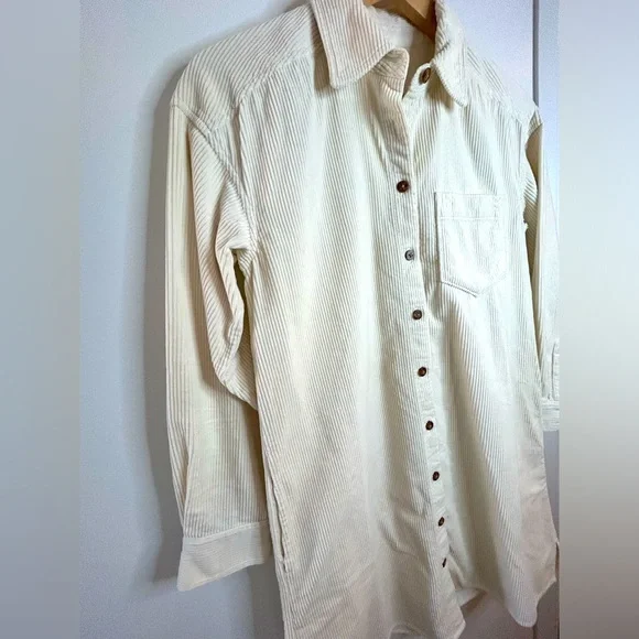 MADEWELL Mini Shirtdress, Corduroy, White/Cream, XXS - Picture 10 of 13